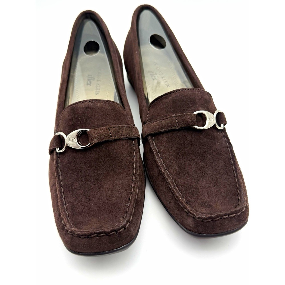 AK Anne Klein iFlex Suede Loafer Flats Brown Comfort Slip-On 8.5M Square Toe NIB